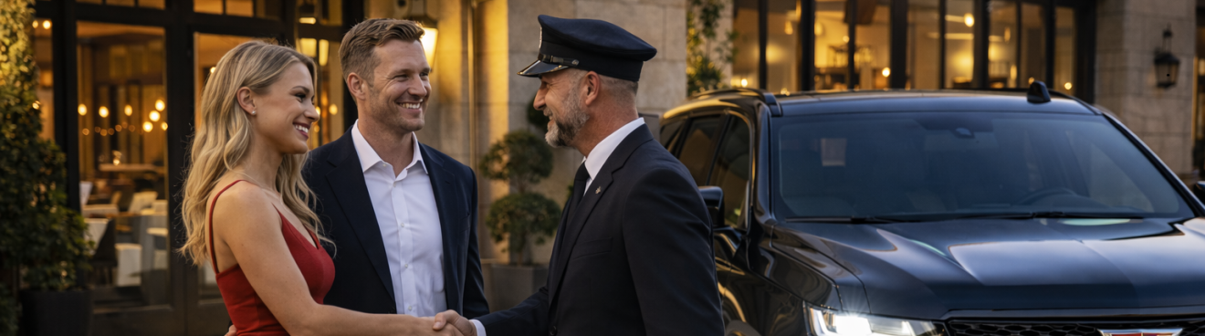 Couple exiting dinner